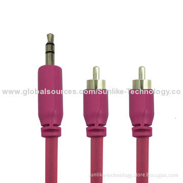 2RCA Audio Cables, Half Matte Half Shiny, 1, 2m Length, Standard 3.5mm Jack